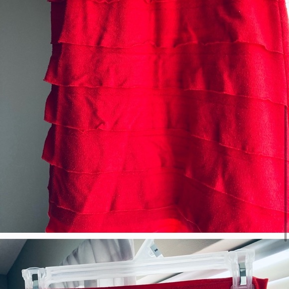 Stretchy Layered Orange Skirt - Picture 3 of 4